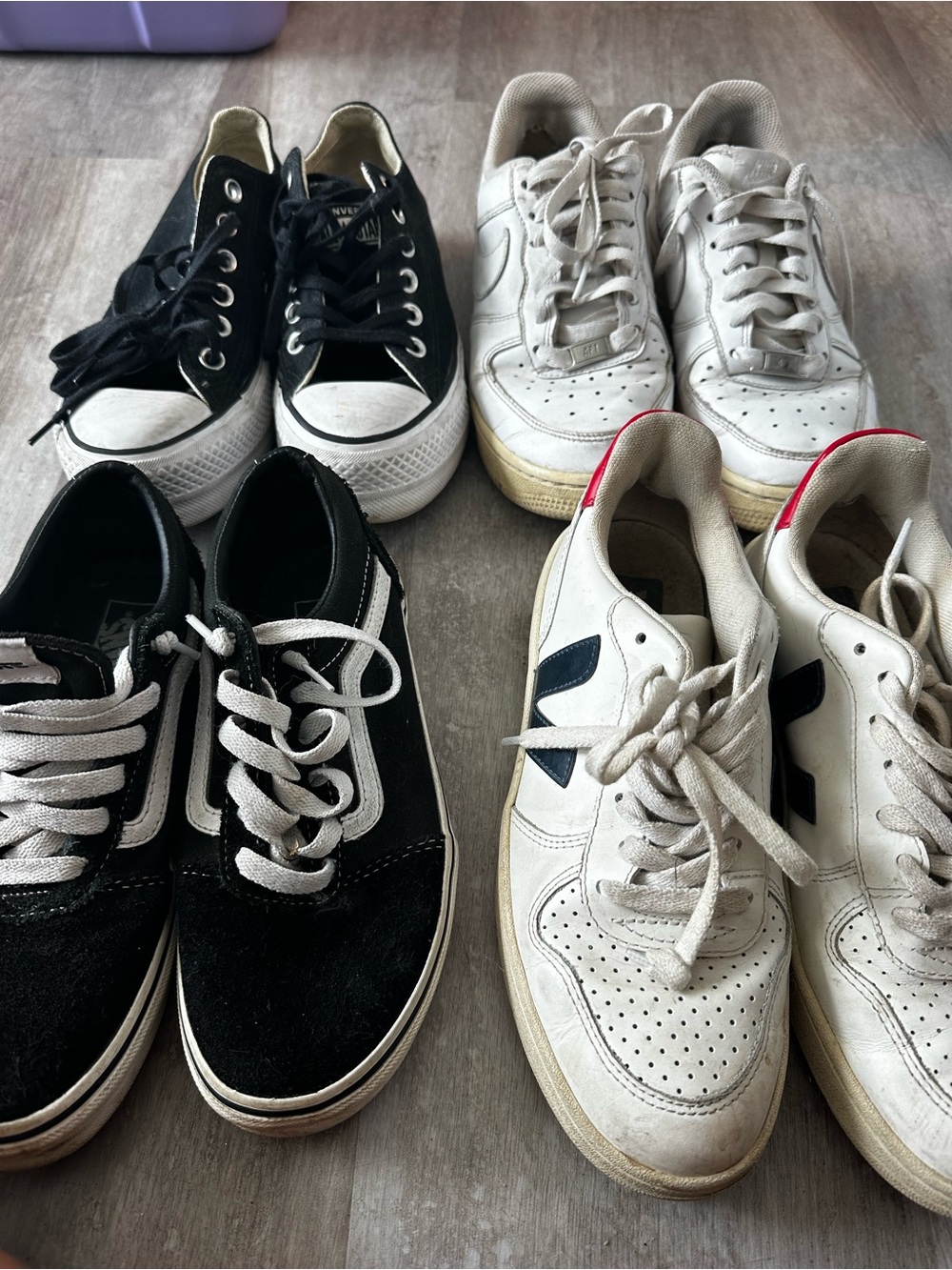 Veja, Nike, Vans, Converse: 4 classics, one price. Size 6-6.5